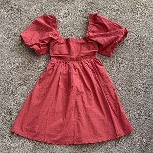 Bohme square neck rusty red dress